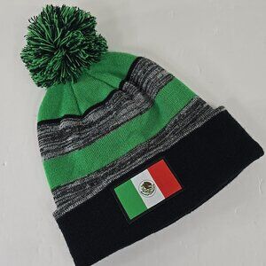 ICON SPORTS MEXICO Beanie HAT BLACK Green Gray 100% ACRYLIC MEN'S ONE SIZE *EUC*